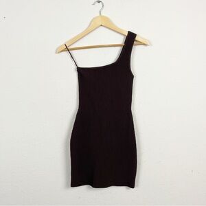 Aritzia Babaton Sculpt Brown Knit One-Shoulder Dress Size XS